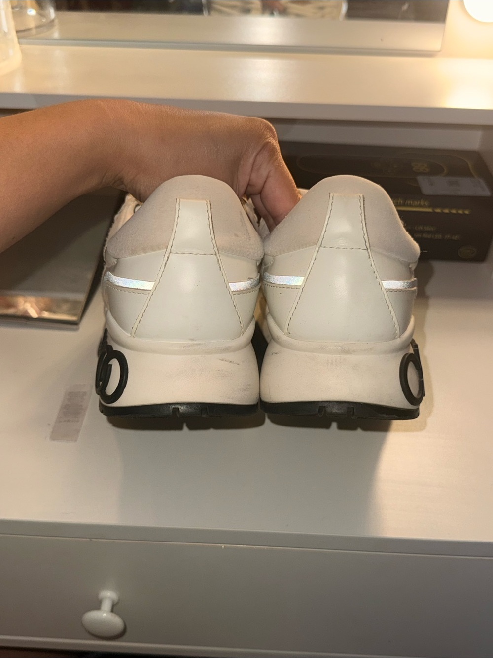 Jimmy Choo Taupe and Black Logo Platform Sneakers - Picture 8 of 9